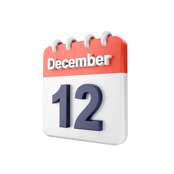 A calendar with the date december 12th png