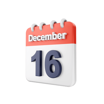 A calendar with the date december 16th png