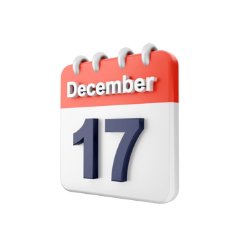 A calendar with the date december 17th png