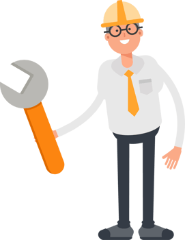 Architect Character Using Wrench Tool png