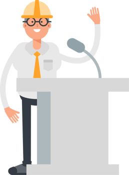 Architect Character Speaking on Podium png