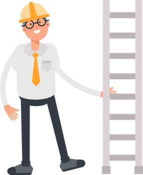 Architect Character and Ladder Illustration png