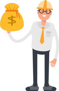Architect Character Holding Dollar Sack png