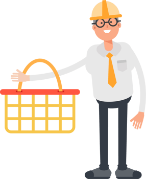 Architect Character Holding Shopping Basket png