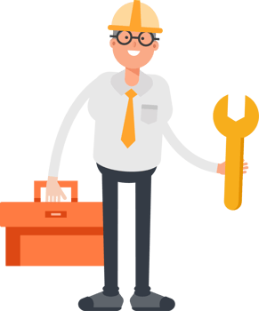 Architect Character Holding Toolbox and Wrench png