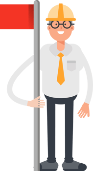 Architect Character Holding Victory Flag Pole png