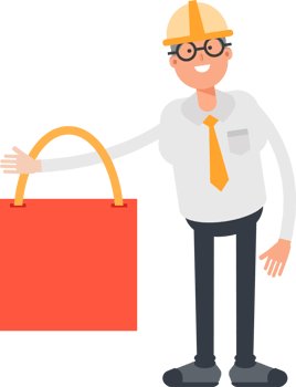 Architect Character Holding Shopping Bag png