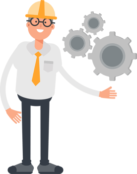 Architect Character Holding Gears png