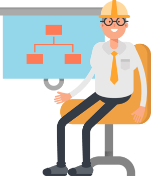 Architect Character Presenting Organization Chart png