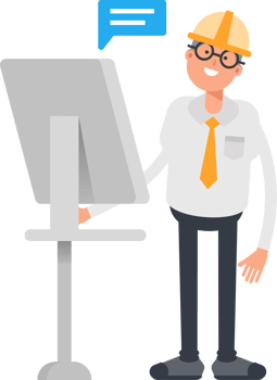 Architect Character Working on Computer png