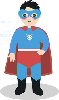 Cute Boy with Superhero Costume, Isolated on White Background vector