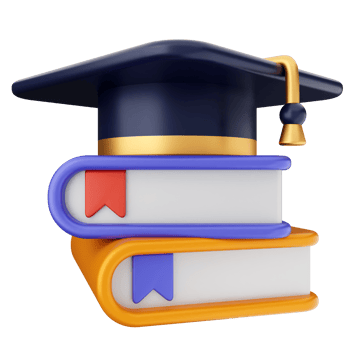 A stack of books with a graduation cap on top png