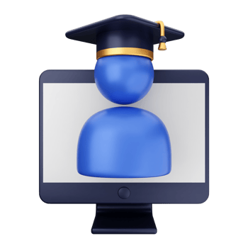 A graduation cap on a computer monitor png