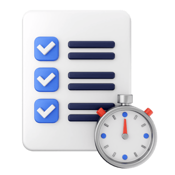 A checklist with a stopwatch next to it png