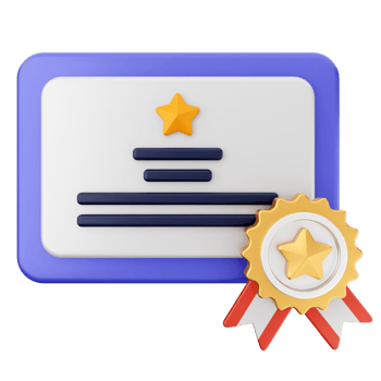 A certificate with a star and a ribbon png