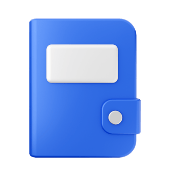 A blue folder with a white sticker on it png