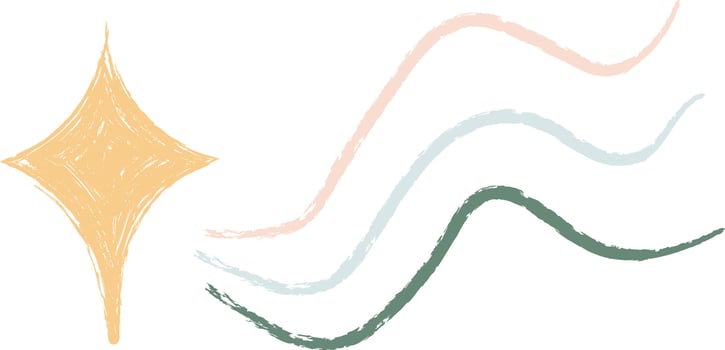 Crayon Star and Wavy Lines vector
