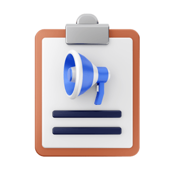 A clipboard with a megaphone icon on it png