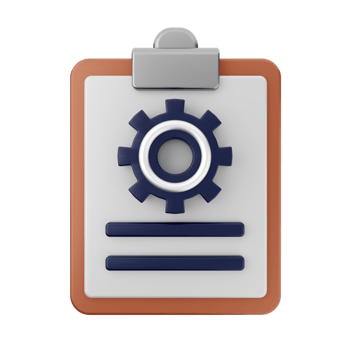 A clipboard with a gear icon on it png