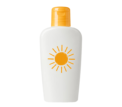 Unbranded sunscreen tube with hand-drawn sun design isolated on transparent background perfect for sun care ads and summer skincare visuals. White sun lotion tube standing upright with minimal label png