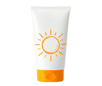tube of sunscreen . unbranded sunscreen tube with hand drawn sun in the middle isolated. sun lotion tube for skin hydration and protection concepts. white sun cream bottle png