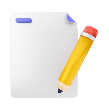 A white paper with a pencil and a piece of paper png