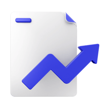 A blue arrow pointing up on a white paper png