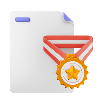 A medal and a paper document with a star png