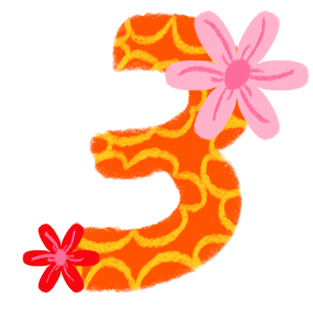A number three with flowers and a number three png