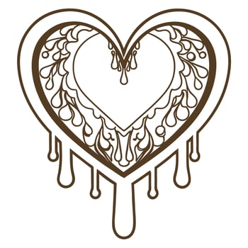 dripping heart design with intricate patterns, romantic and artistic illustration vector