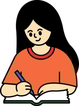 A girl writing in a notebook vector