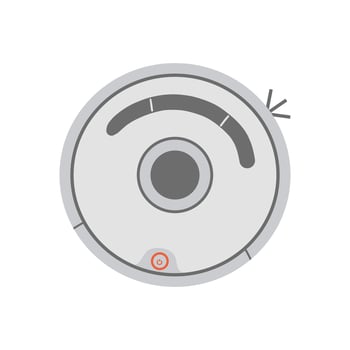 Robot Vacuum Cleaner, Smart Wireless Robotic Household Appliance Isolated On White Automatic Machine With Remote Control and Artificial Intelligence. Illustration vector