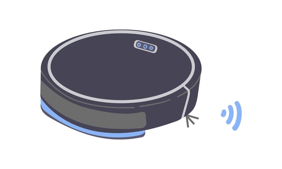 Robot Vacuum Cleaner, Smart Wireless Robotic Household Appliance Isolated On White Background. Automatic Machine With Remote Control and Artificial Intelligence. Illustration vector