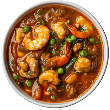 Spicy Shrimp Stirfry With Fresh Vegetables on transparent background png