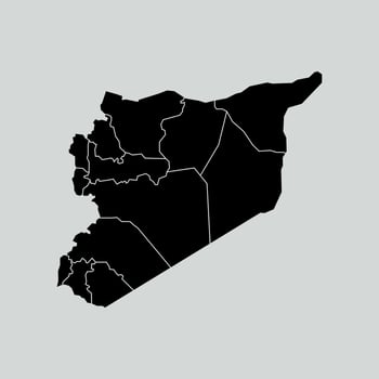 Syria map with regions isolated on white background. Map of Syria illustration vector