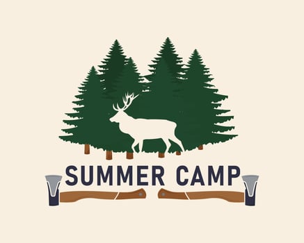 Outdoor adventure badge set with camping logos. Great for summer camp prints, apparel, and promotional materials. vector