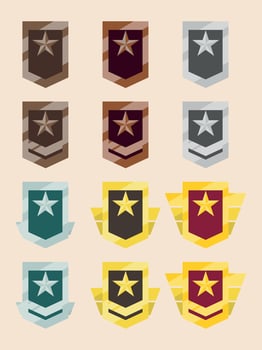 Military Rank Badges with Stars War Emblems Award Icons vector