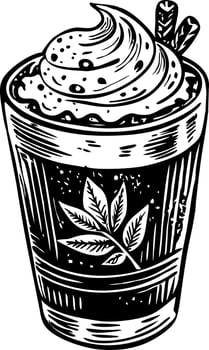 A vintage illustration of autumn spice latte vector
