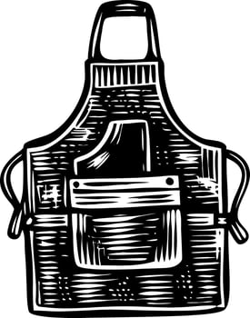 A sketchy style illustration of kitchen apron vector