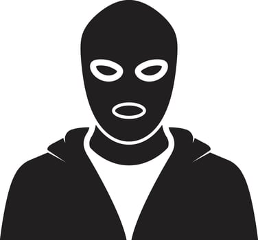 Minimalist Silhouette of Hooded Figure in Ski Mask Representing Anonymity and Urban Tension vector