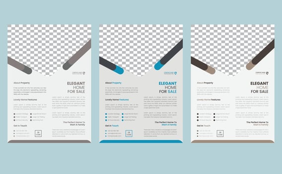Simple editable creative modern company home house sale real estate agency business flyer template design. vector