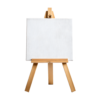 Simple Wooden Easel with Blank White Canvas png