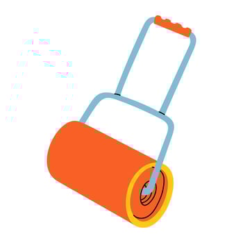 Lawn roller, isolated bright illustration. A metal tool. A product for the care of agricultural crops. Gardening tools. Suitable for ecology, garden, cleaning, household, packaging, infographics vector