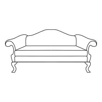 camel back sofa, Minimalist Line art outline drawing vector
