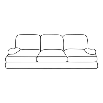 english rolled arm sofa, Minimalist Line art outline drawing vector