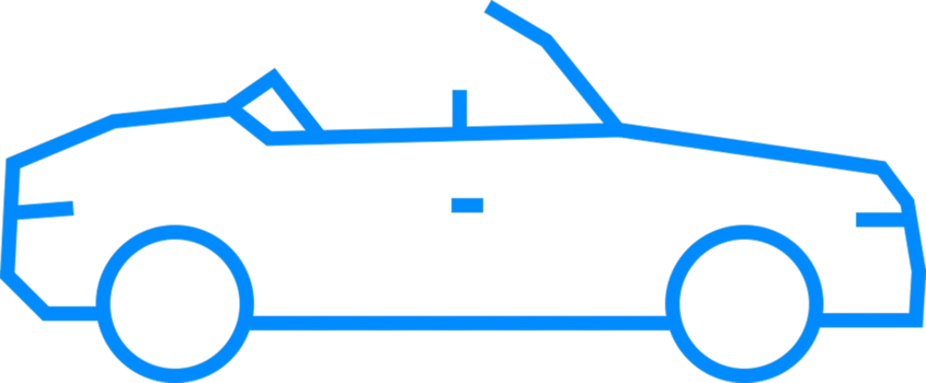 Simple Outline of a Convertible Car in Blue Color Line Art png