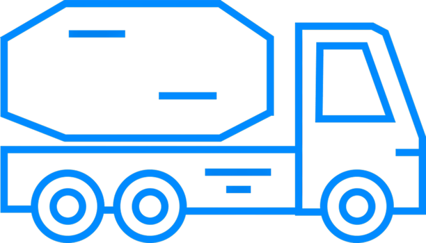 Blue Outline Cement Truck Icon for Construction and Transport Uses png
