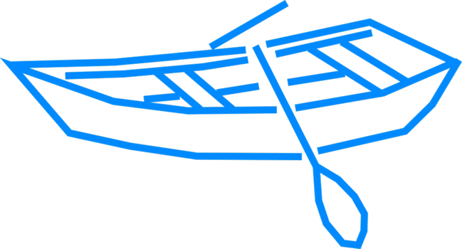 Simple Blue Outline of a Rowboat with Oar for Digital Projects png