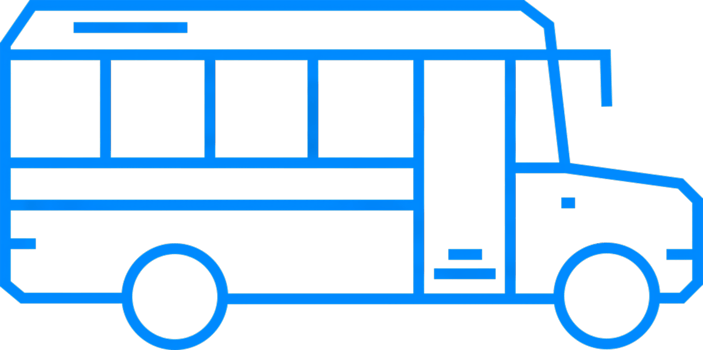 Outline of a Classic Bus in Blue Color and Simple Design png