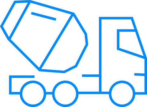 Outline of a Cement Mixer Truck in Minimalist Style Illustration png